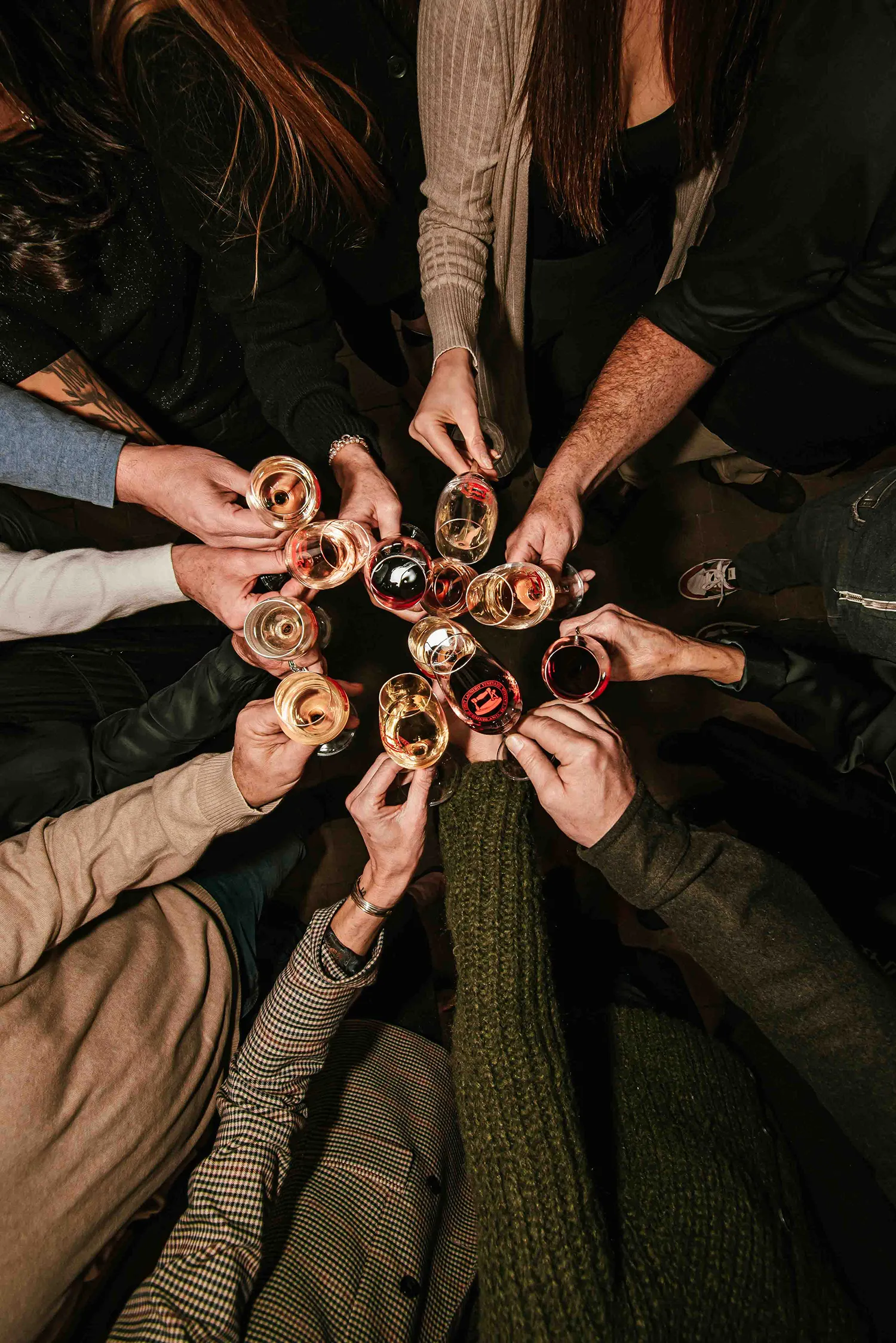 Toast of wine at an event at Dirty Laundry Winery