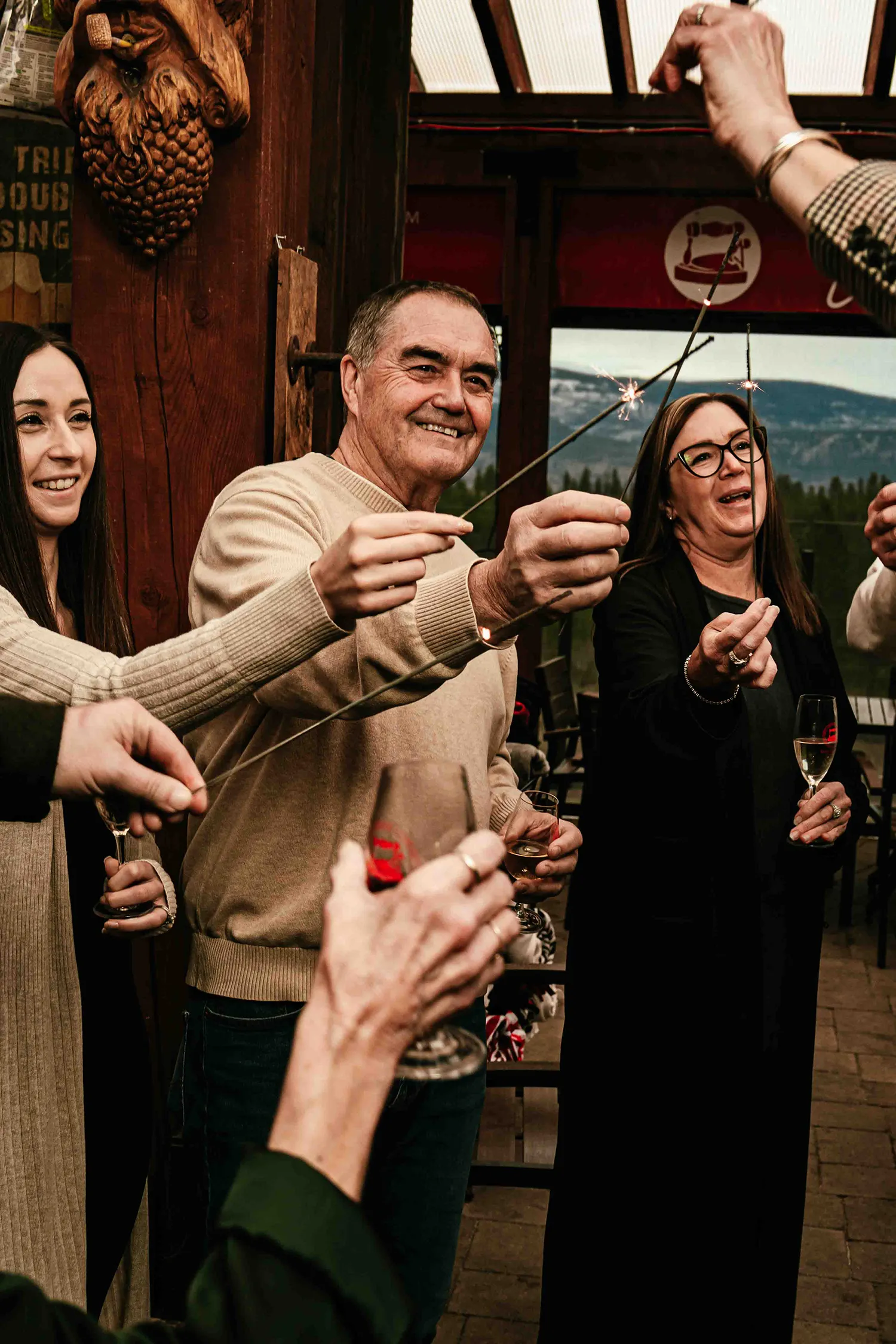 Toast of wine at an event at Dirty Laundry Winery