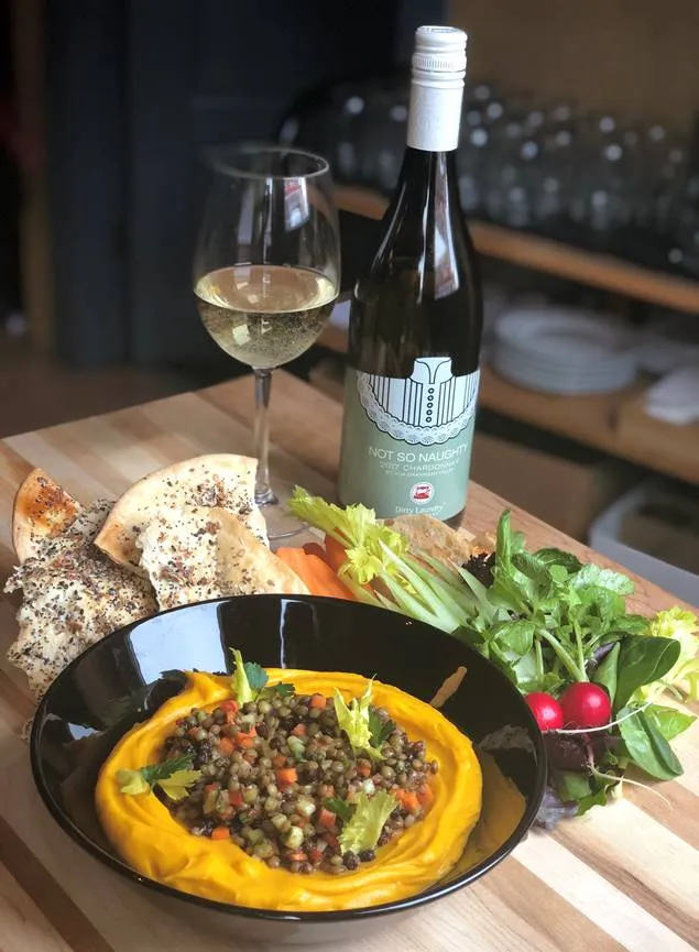 Spiced Lentil and yam dip with wine