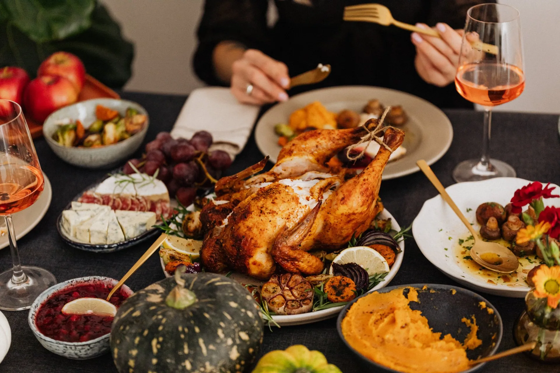 Thanksgiving dinner and wine
