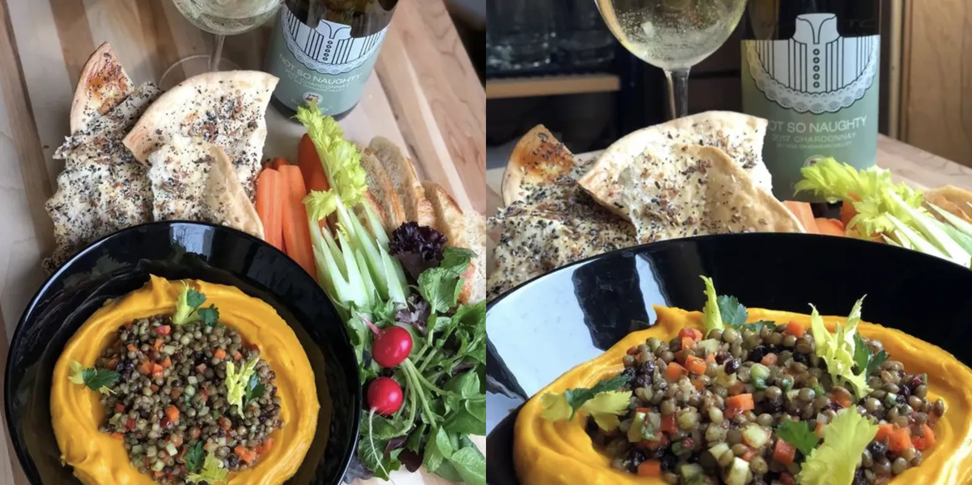 Spiced Lentil and yam dip with wine